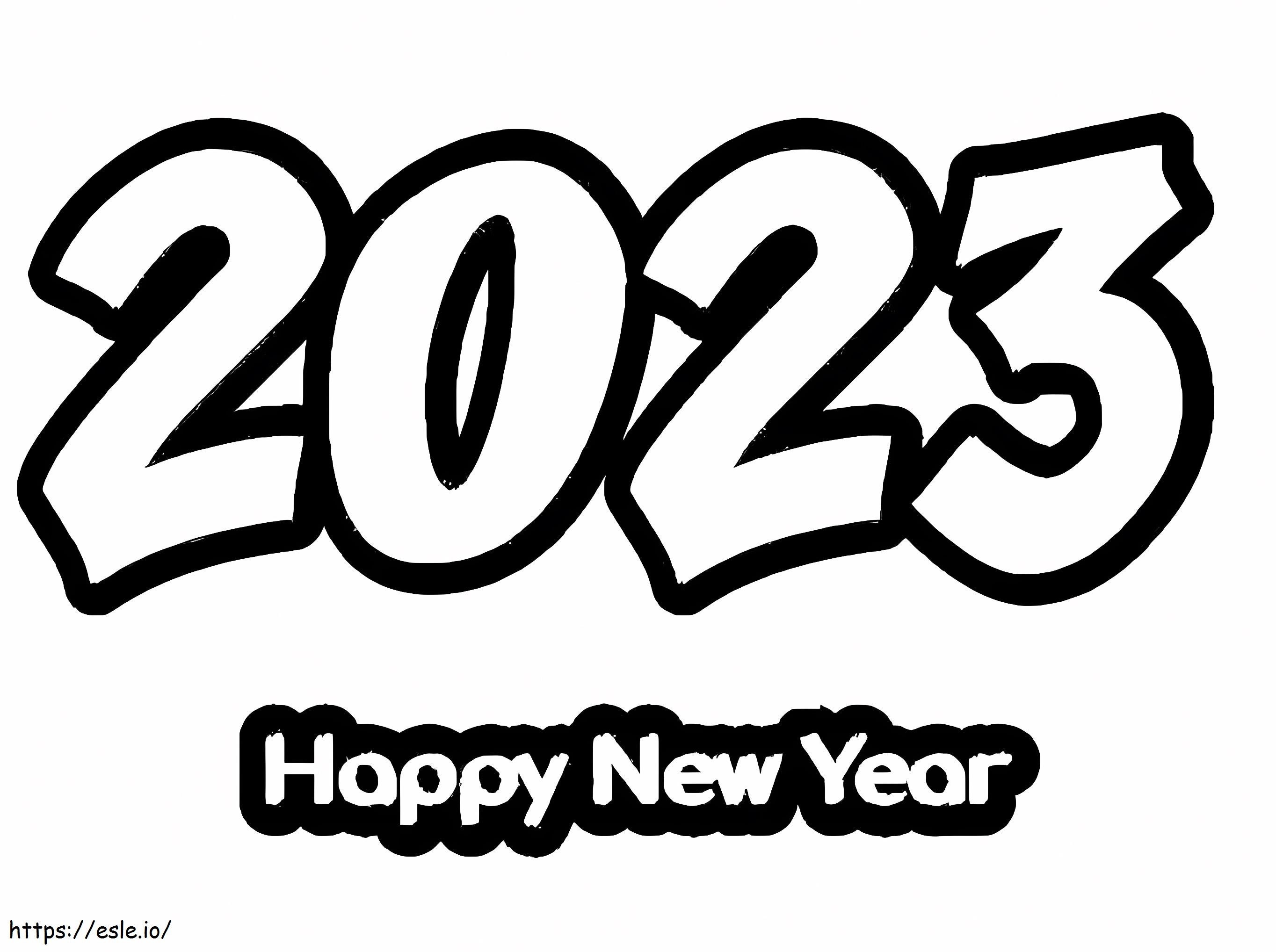 2023 Hyvää uutta vuotta värityskuva