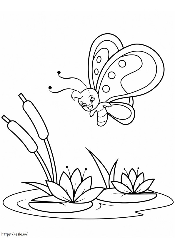 Mariposa de dibujos animados 1 para colorear