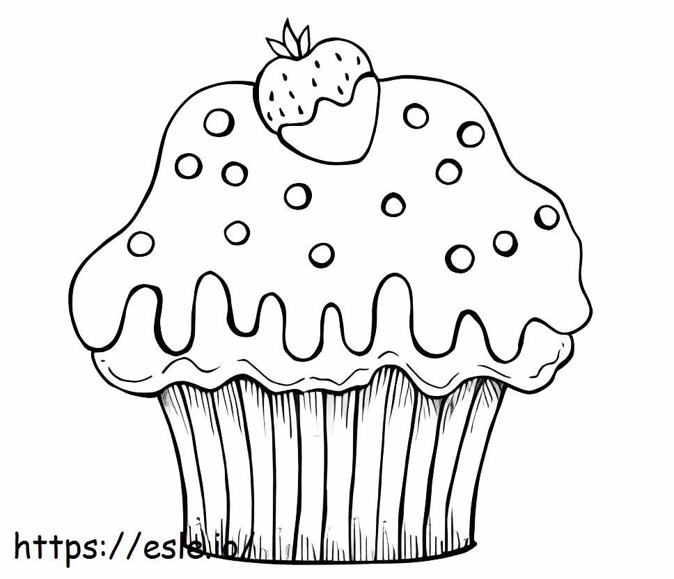 Strawberry On Cupcake coloring page