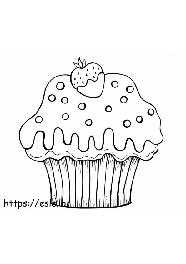Strawberry On Cupcake coloring page