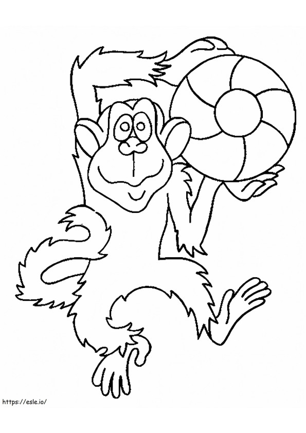 Małpa Z Piłką kolorowanka