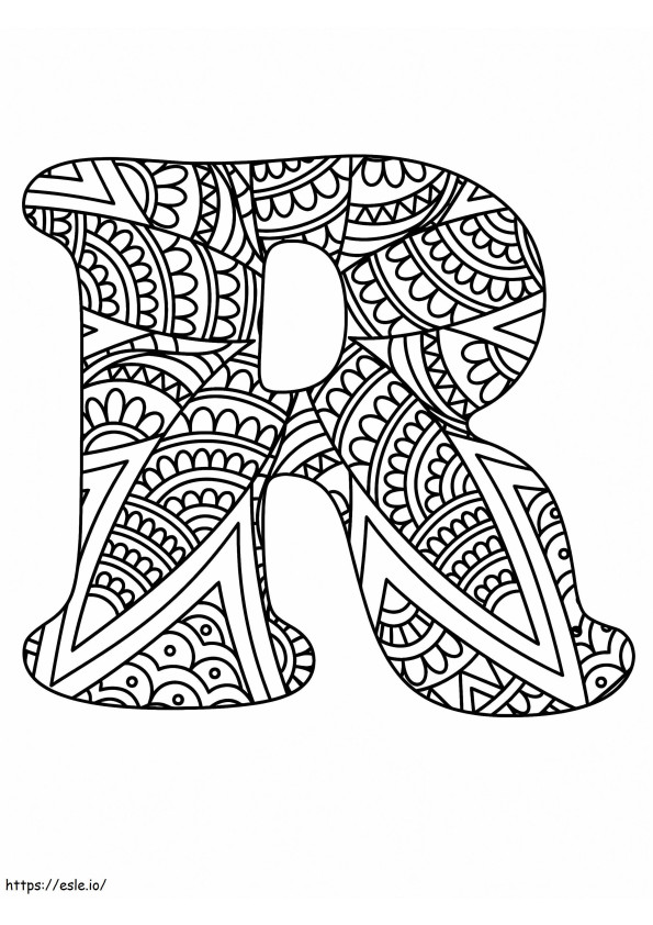 Letter R Mandala-alfabet kleurplaat