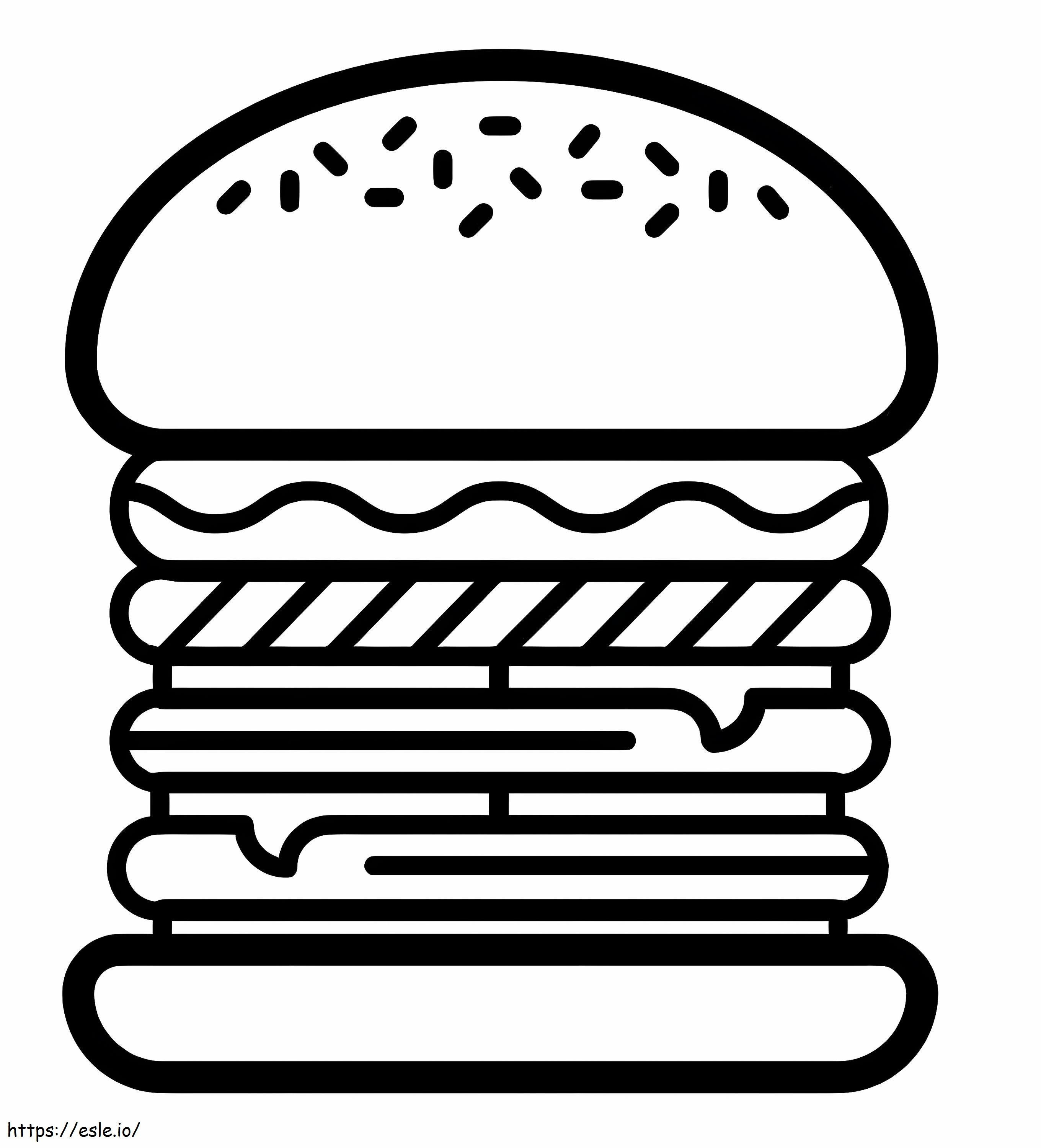 ハンバーガーのアイコン ぬりえ - 塗り絵