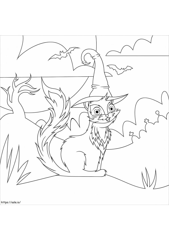 Chat Halloween coloring page