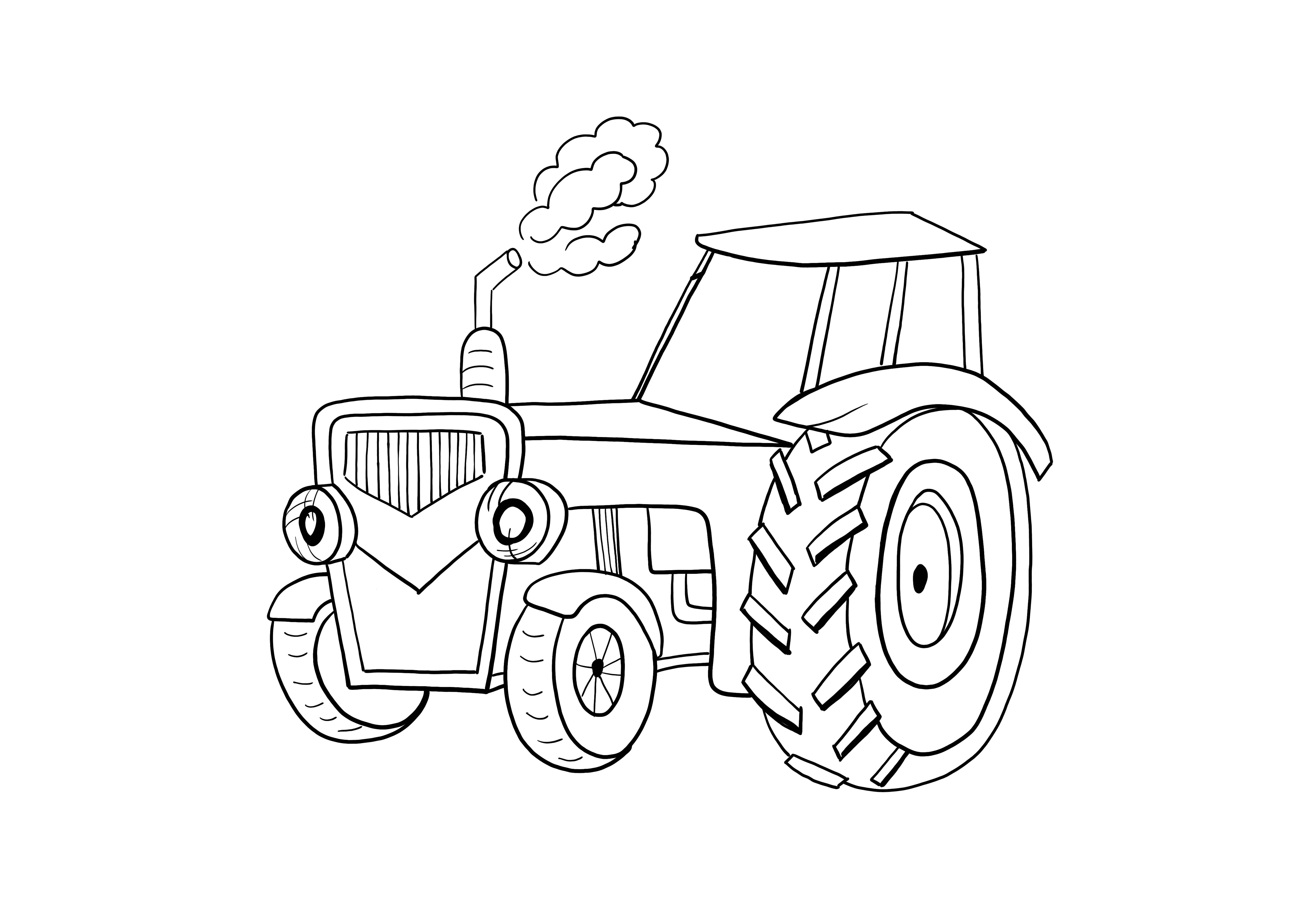grappige tractor gratis kleuren en afdrukken kleurplaat