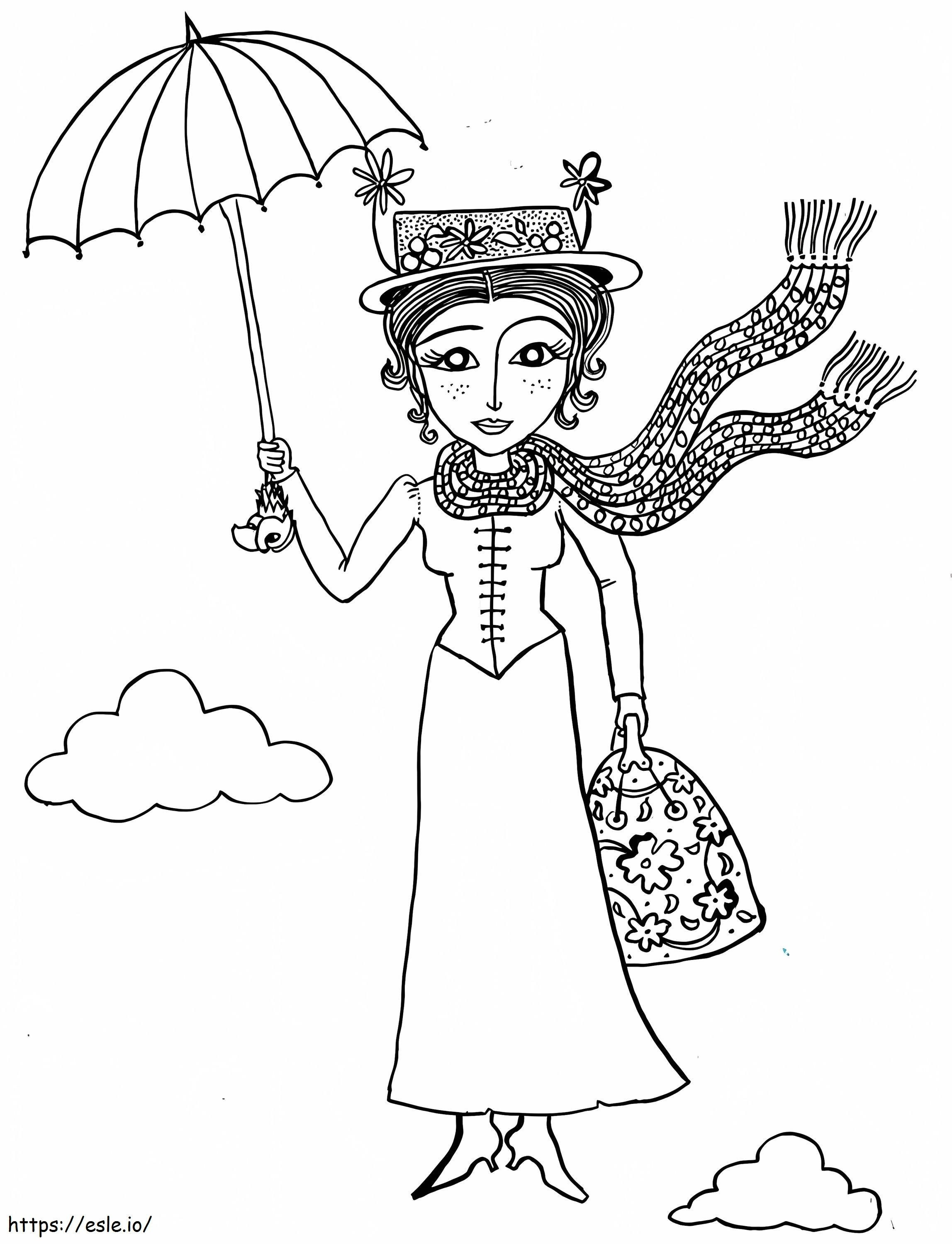 Maria Poppins 9 para colorir