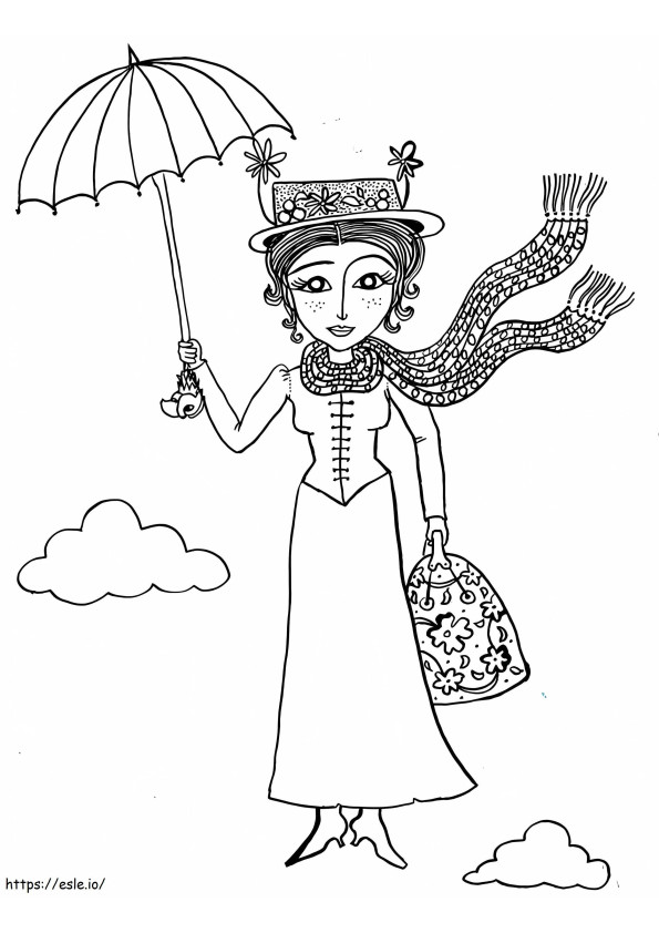 Maria Poppins 9 para colorir