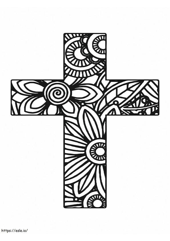 Saintly Easter Cross coloring page