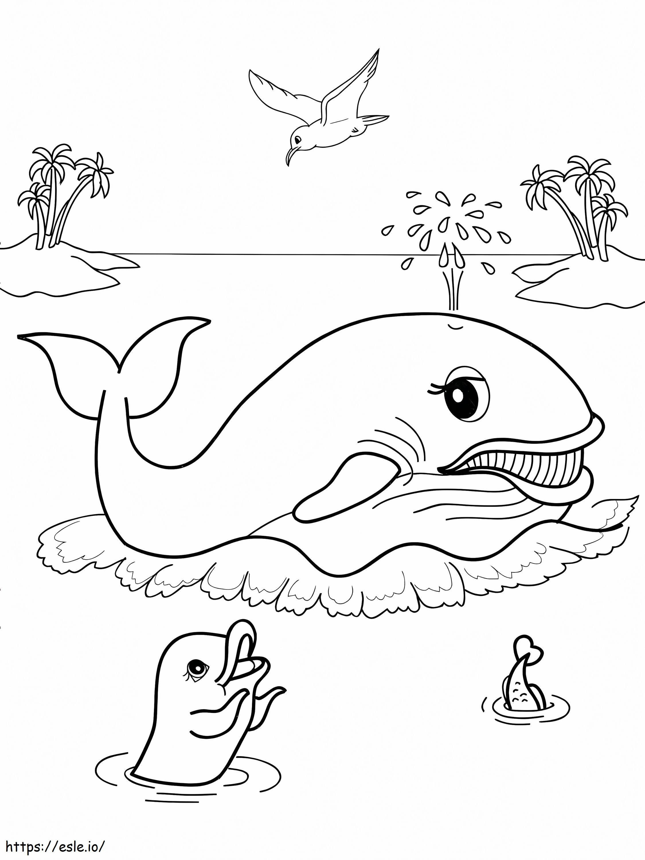 Coloriage Baleine et animal marin à imprimer dessin