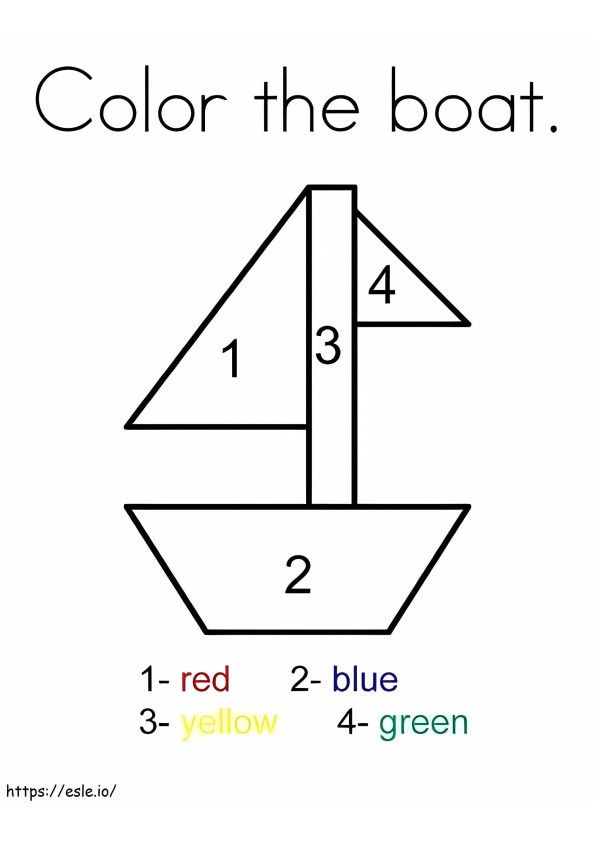 Cor simples do barco por número para colorir