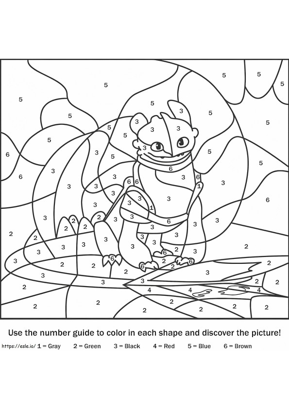 Toothless Dragon Color By Number coloring page