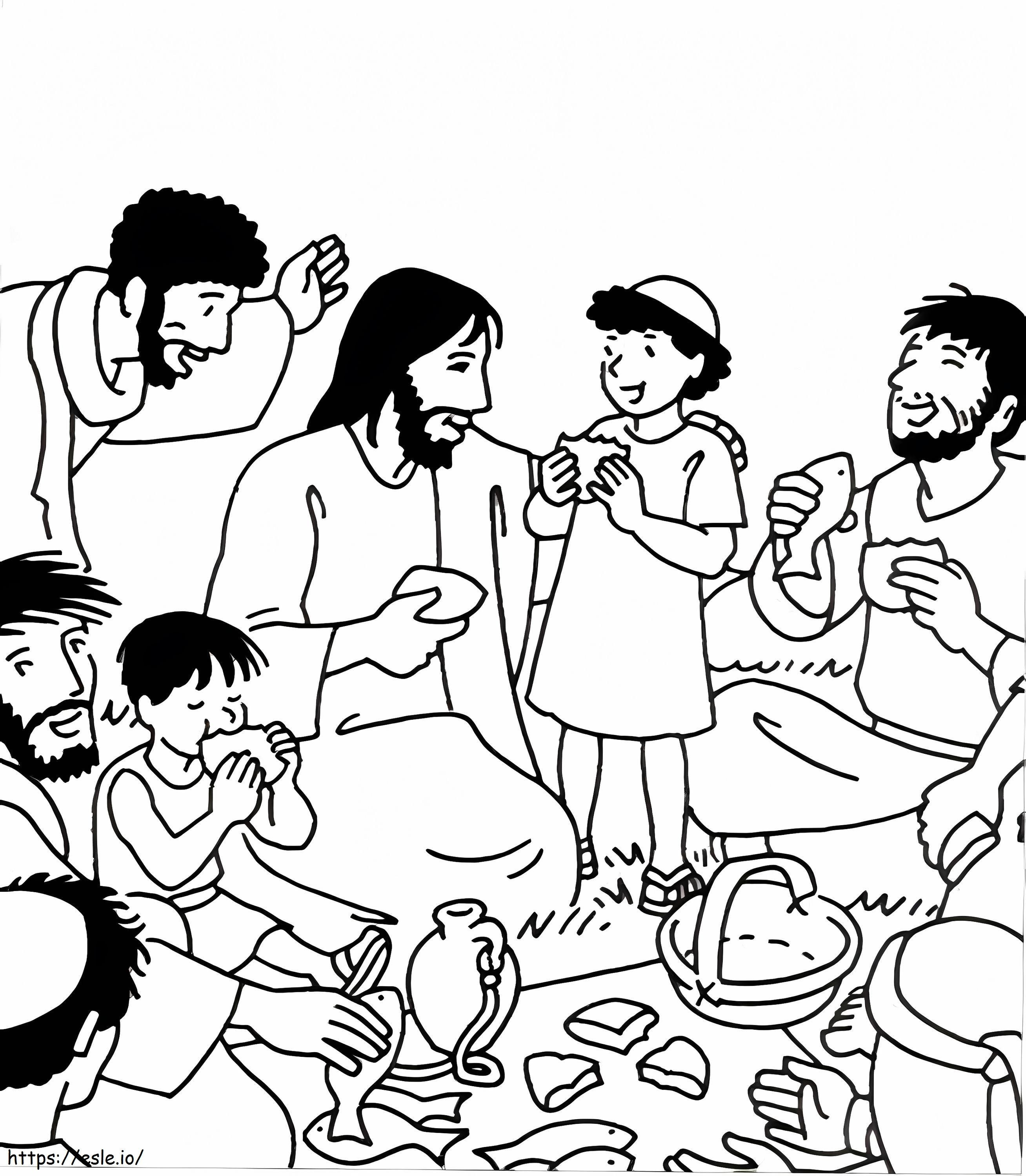 Feeds 5000 Bible coloring page