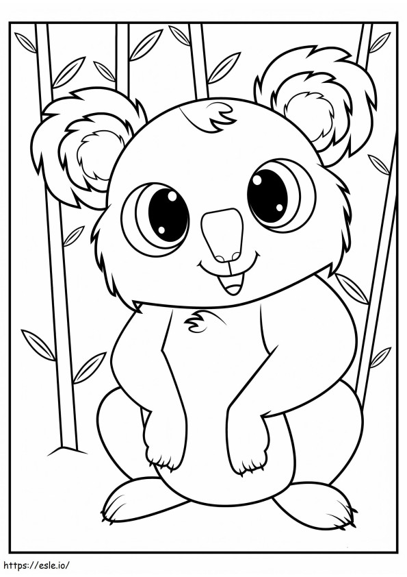 Coloriage Koala drôle avec du bambou à imprimer dessin