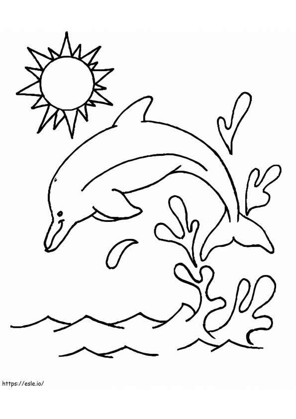Delfiinien hyppääminen värityskuva