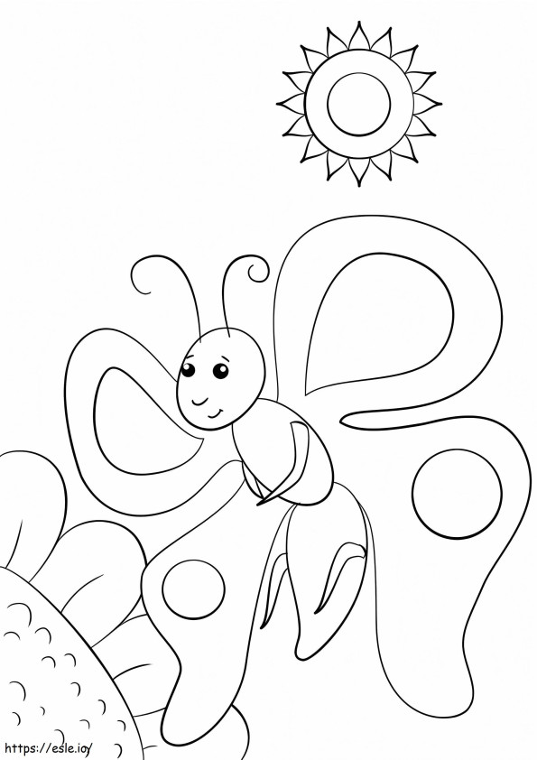 Butterfly And Sun coloring page