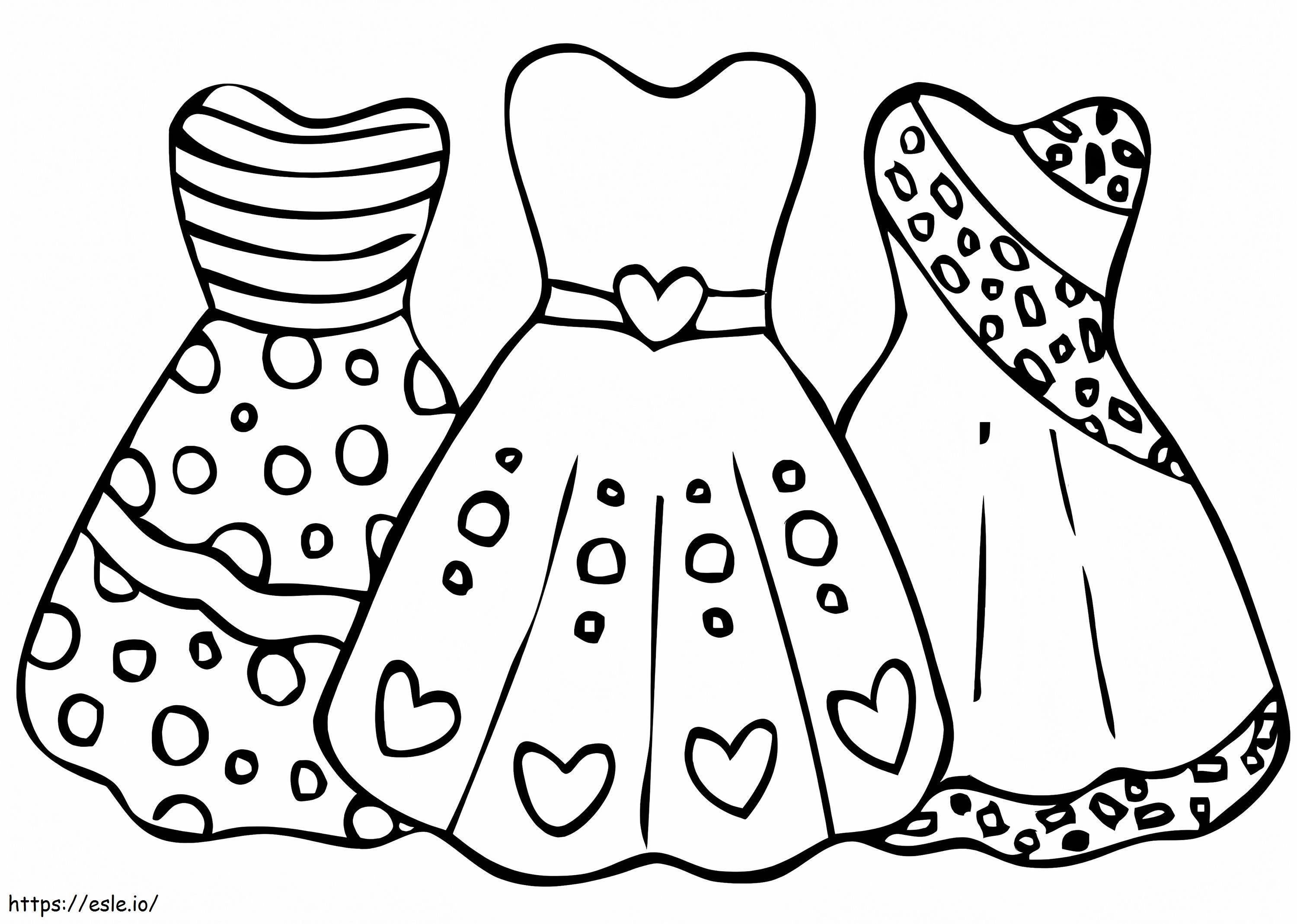Trzy sukienki kolorowanka