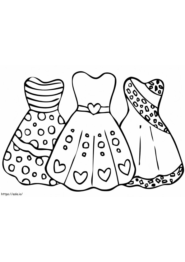 Trzy sukienki kolorowanka