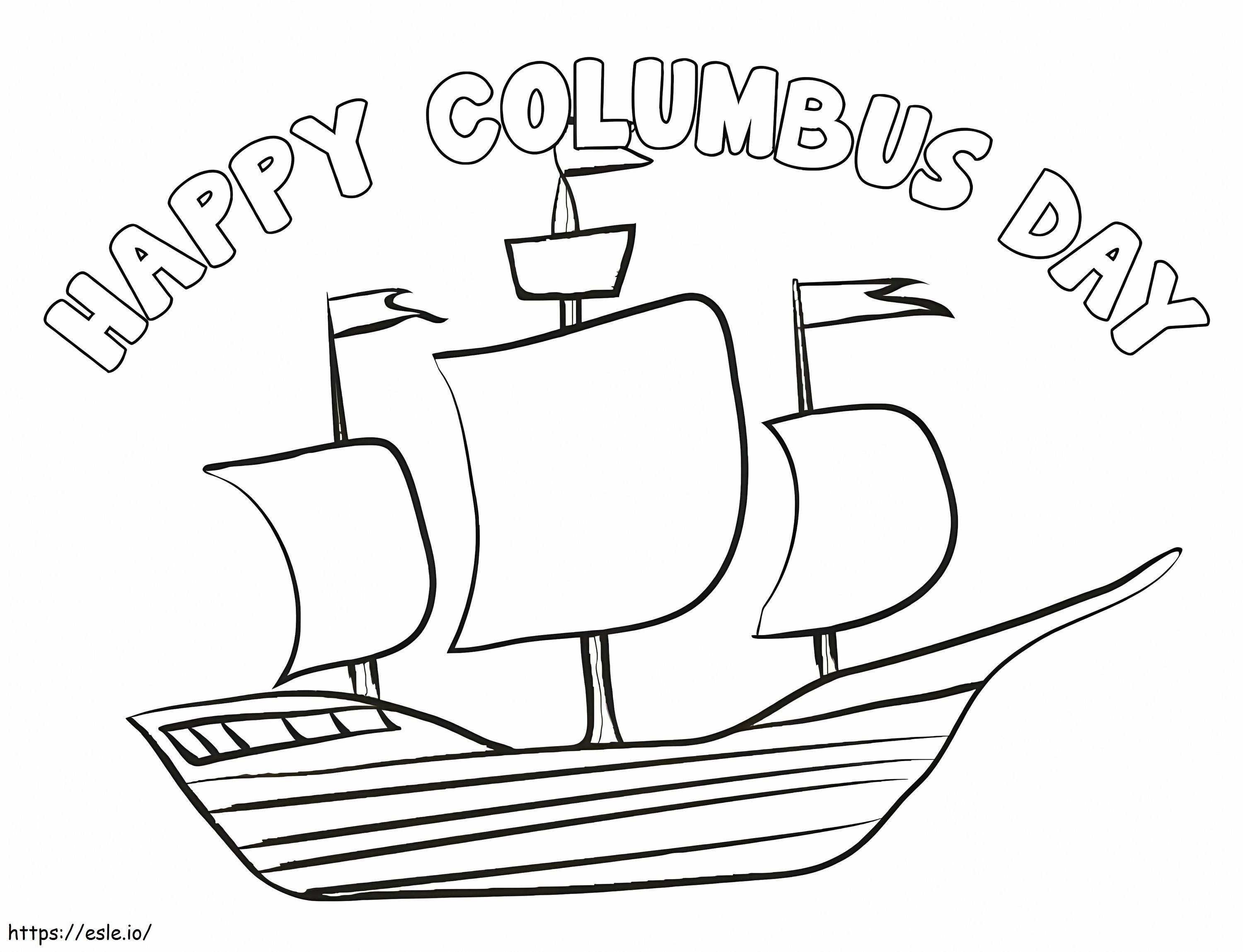 Hyvää Kolumbuksen päivää värityskuva