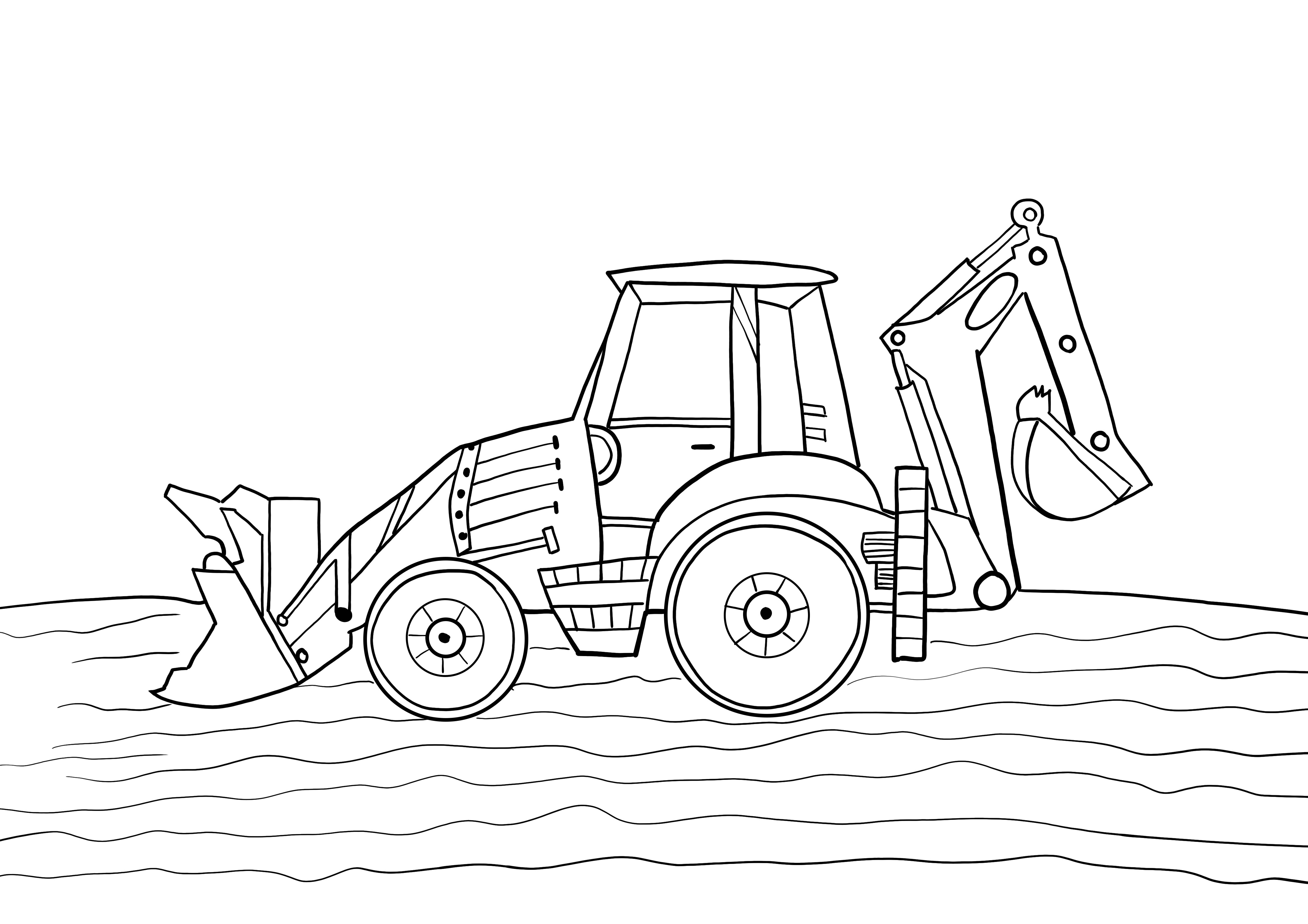 Traktor-Bagger-Bild zum kostenlosen Ausdrucken