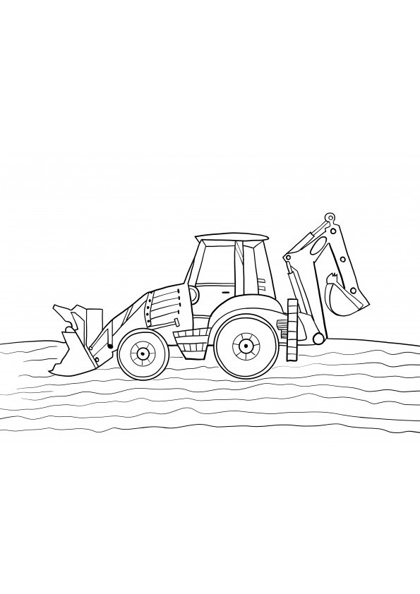 Traktor-Bagger-Bild zum kostenlosen Ausdrucken