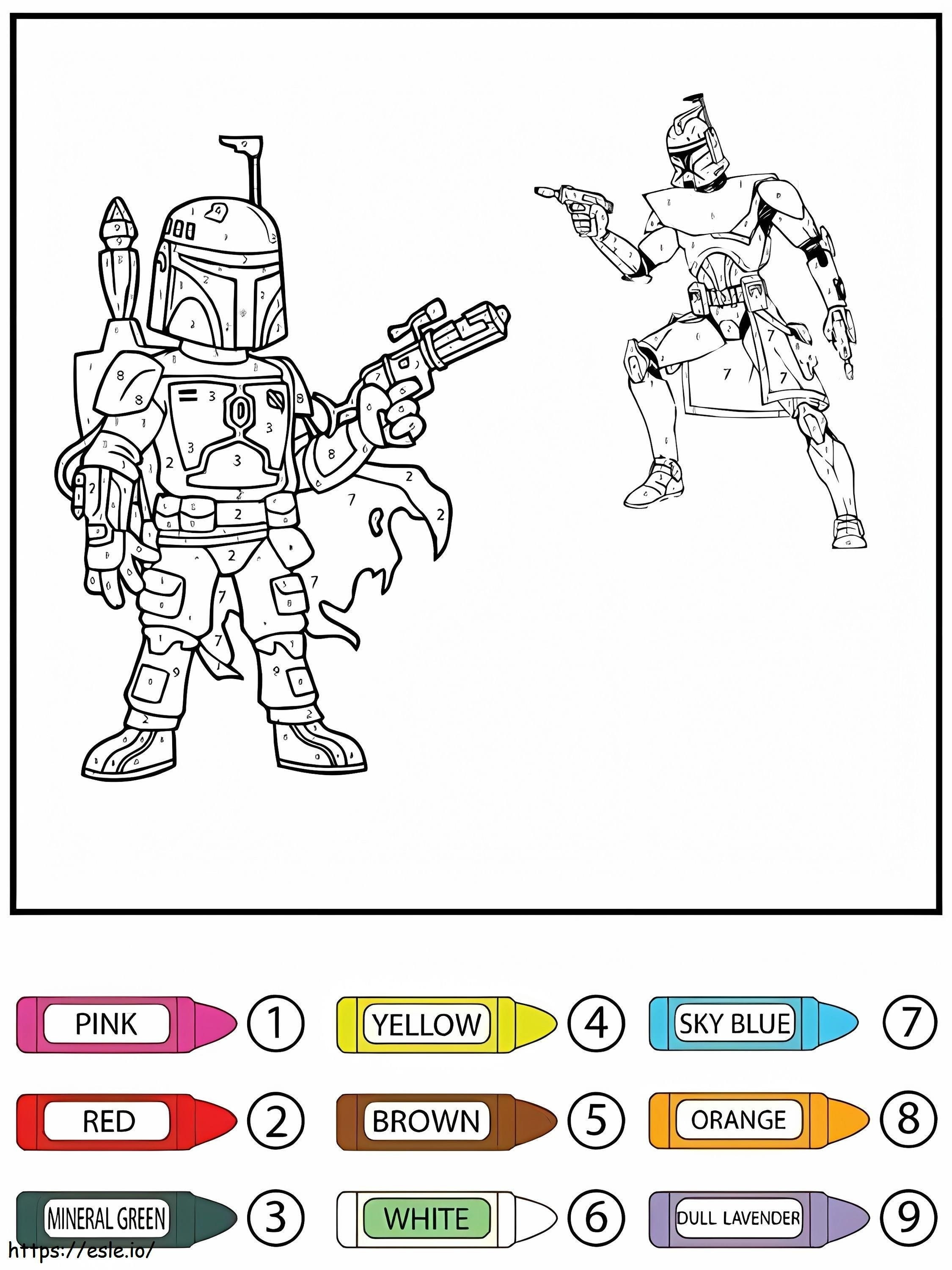 Boba Fett Color By Number coloring page