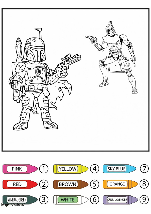 Boba Fett Color By Number coloring page
