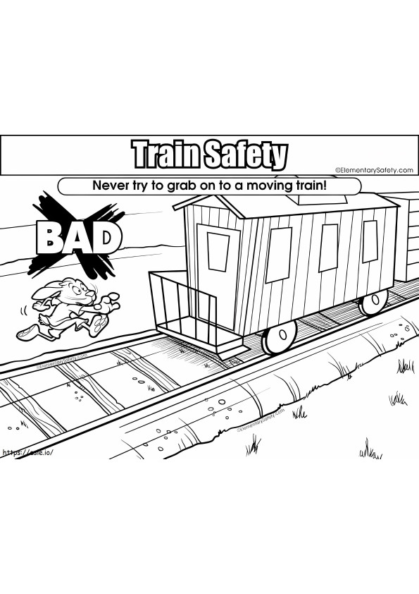 Moving Train Safety coloring page
