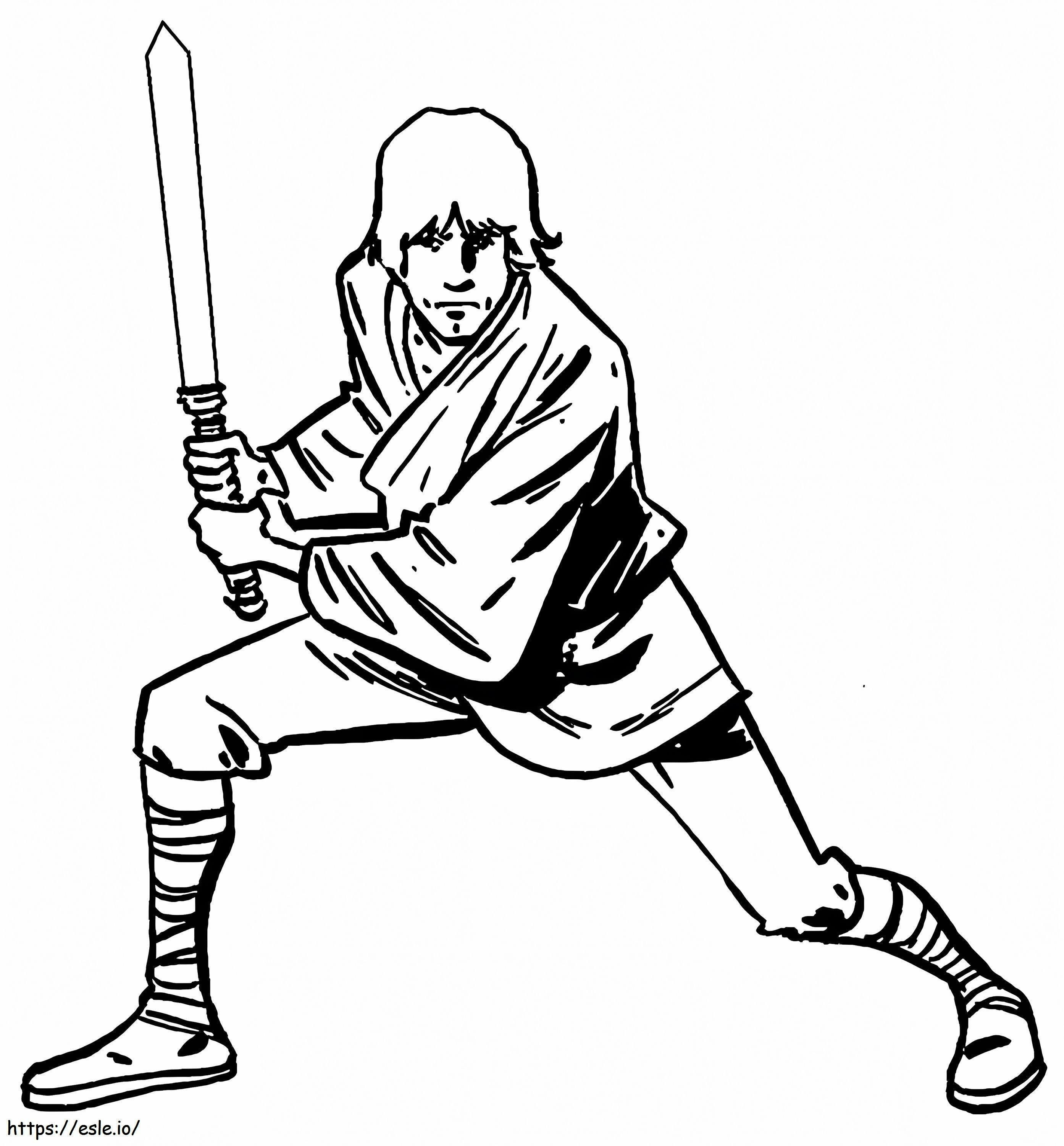 Luke Skywalker con la spada laser da colorare