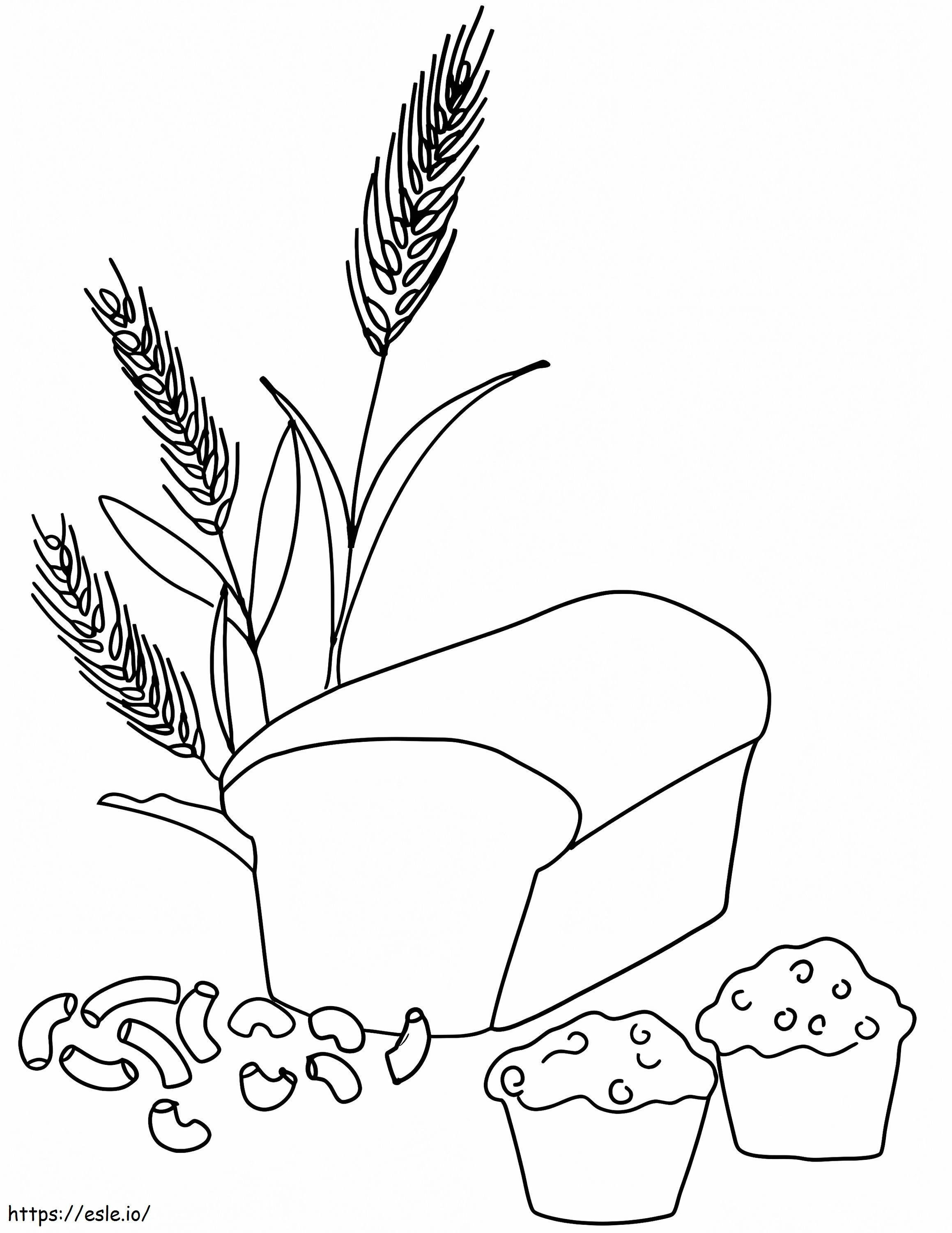 Planta de pão e pastelaria de trigo para colorir