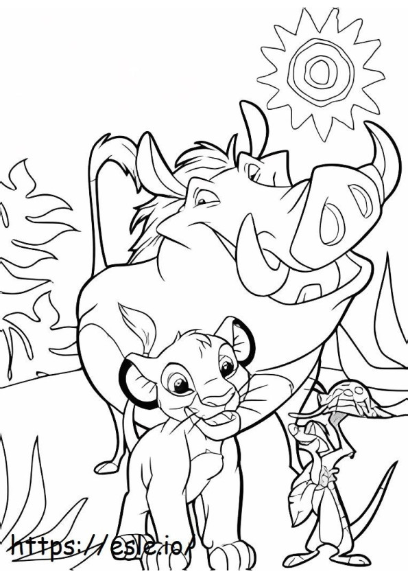 Simba And Friends In The Jungle coloring page