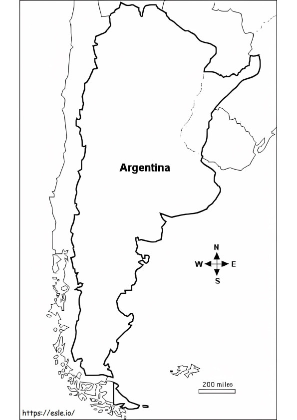 Argentiinan kartta värityskuva