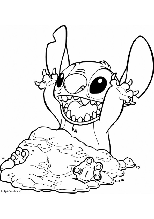 Stitch Plays coloring page