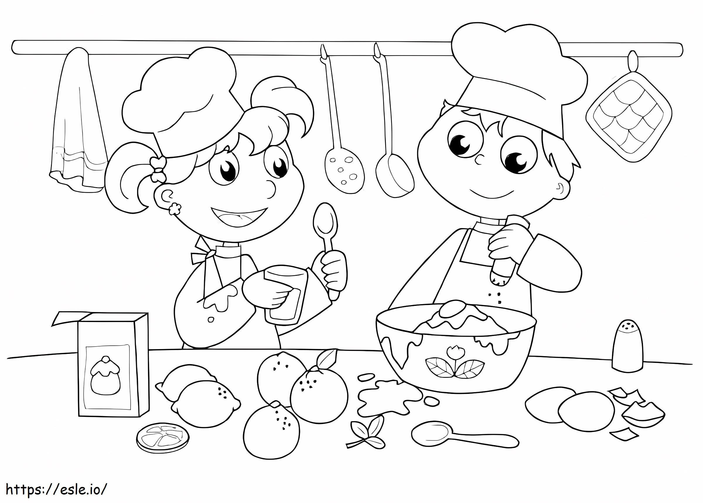 Cuoco di coppia da colorare