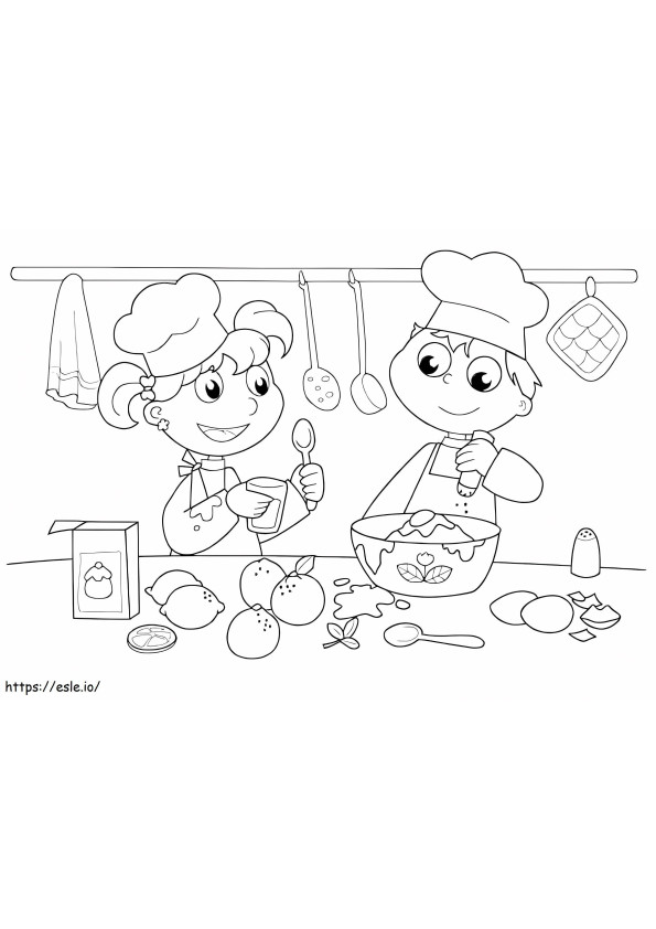 Coloriage Cuisinier en couple à imprimer dessin