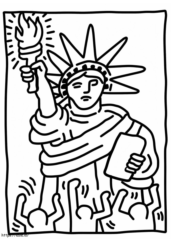 Coloriage 1598401596 Statue de la Liberté par Keith Haring à imprimer dessin
