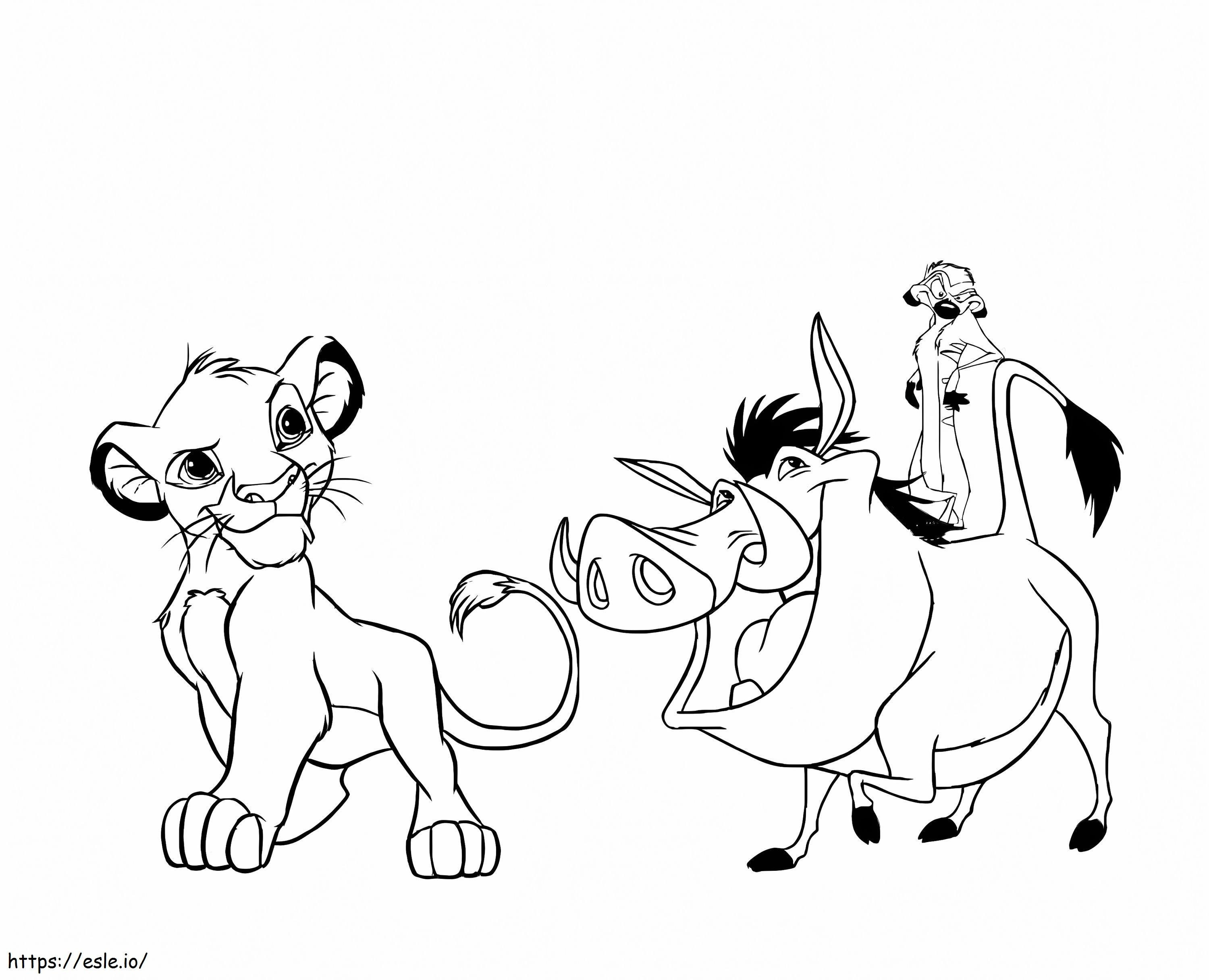 Coloriage Simba Gouvernail Et Pumba à imprimer dessin