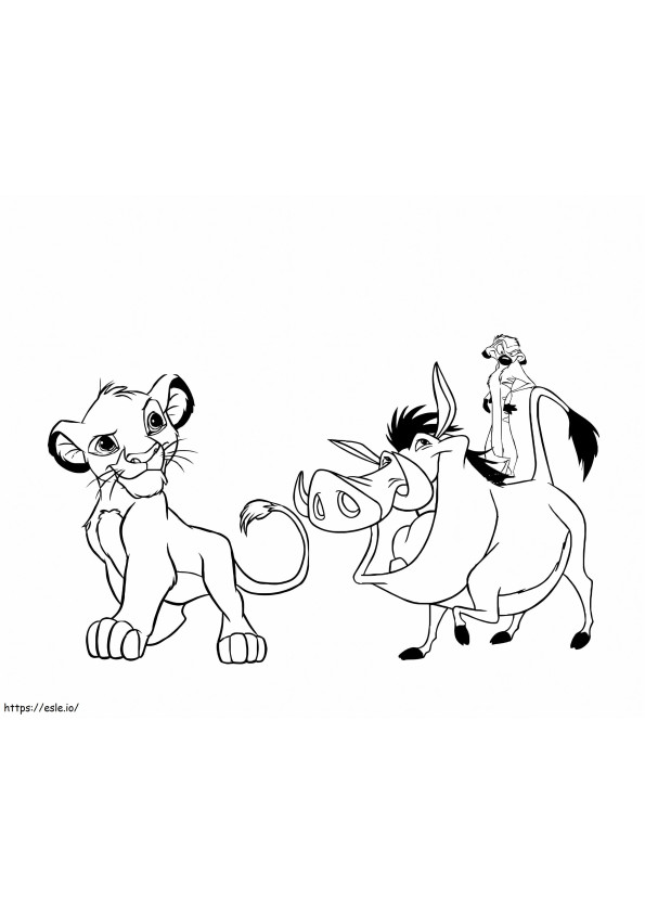Coloriage Simba Gouvernail Et Pumba à imprimer dessin