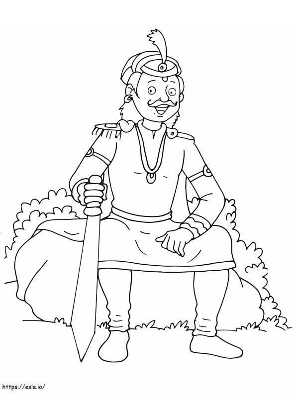 King Holding Sword coloring page