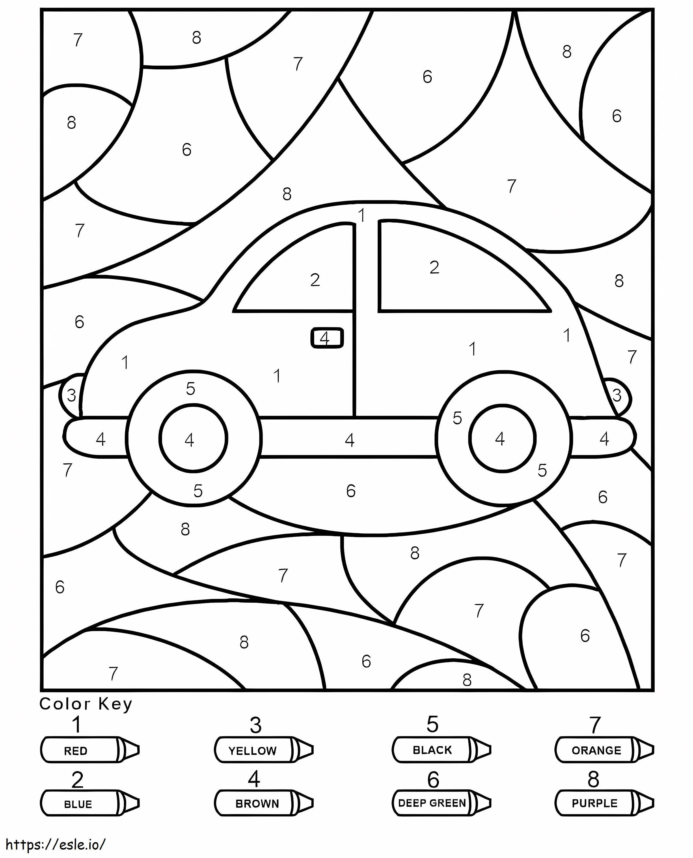 Coloriage Couleur de voiture facile par numéro à imprimer dessin