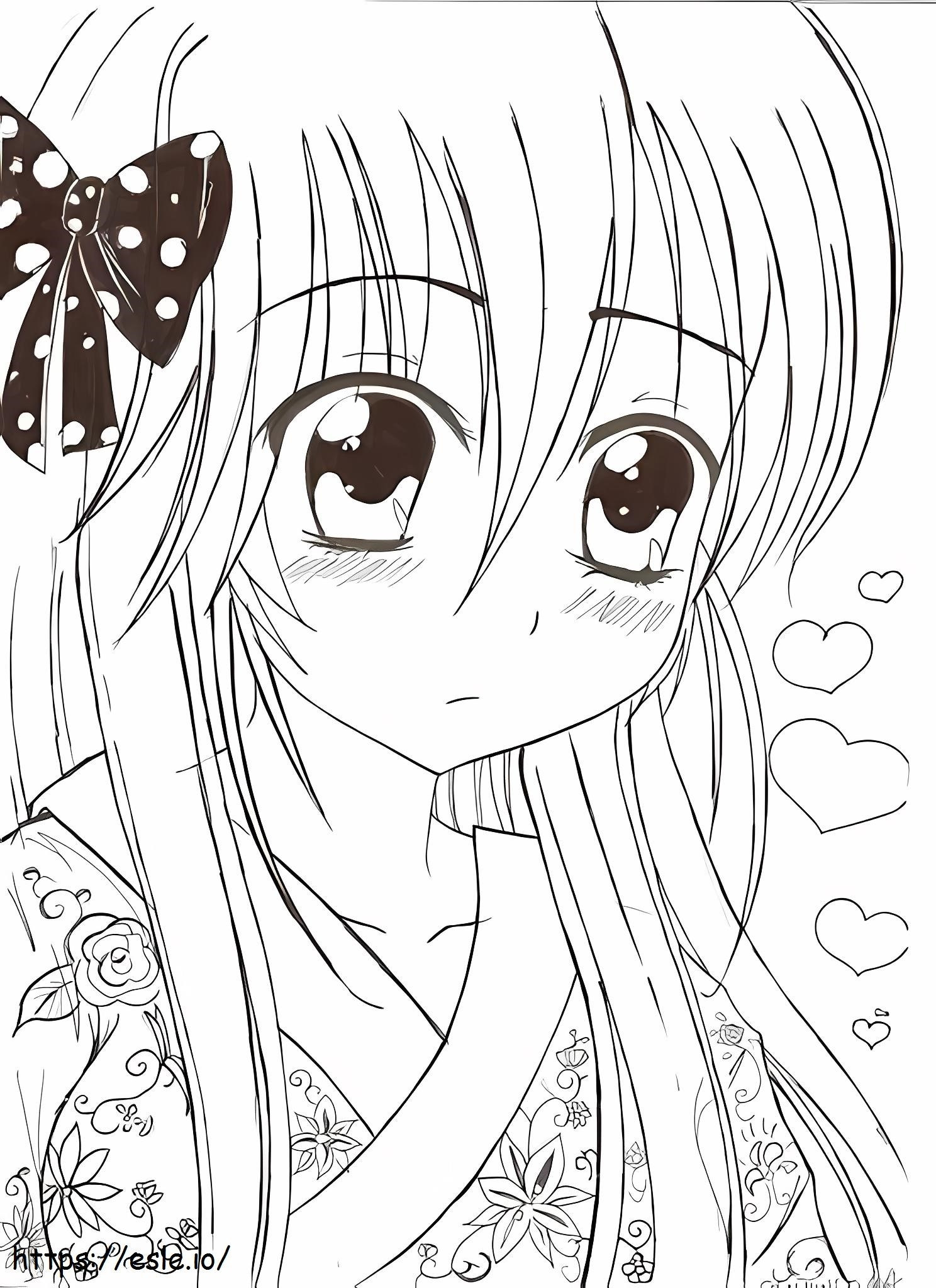 Nina Kawaii Anime-hahmo värityskuva
