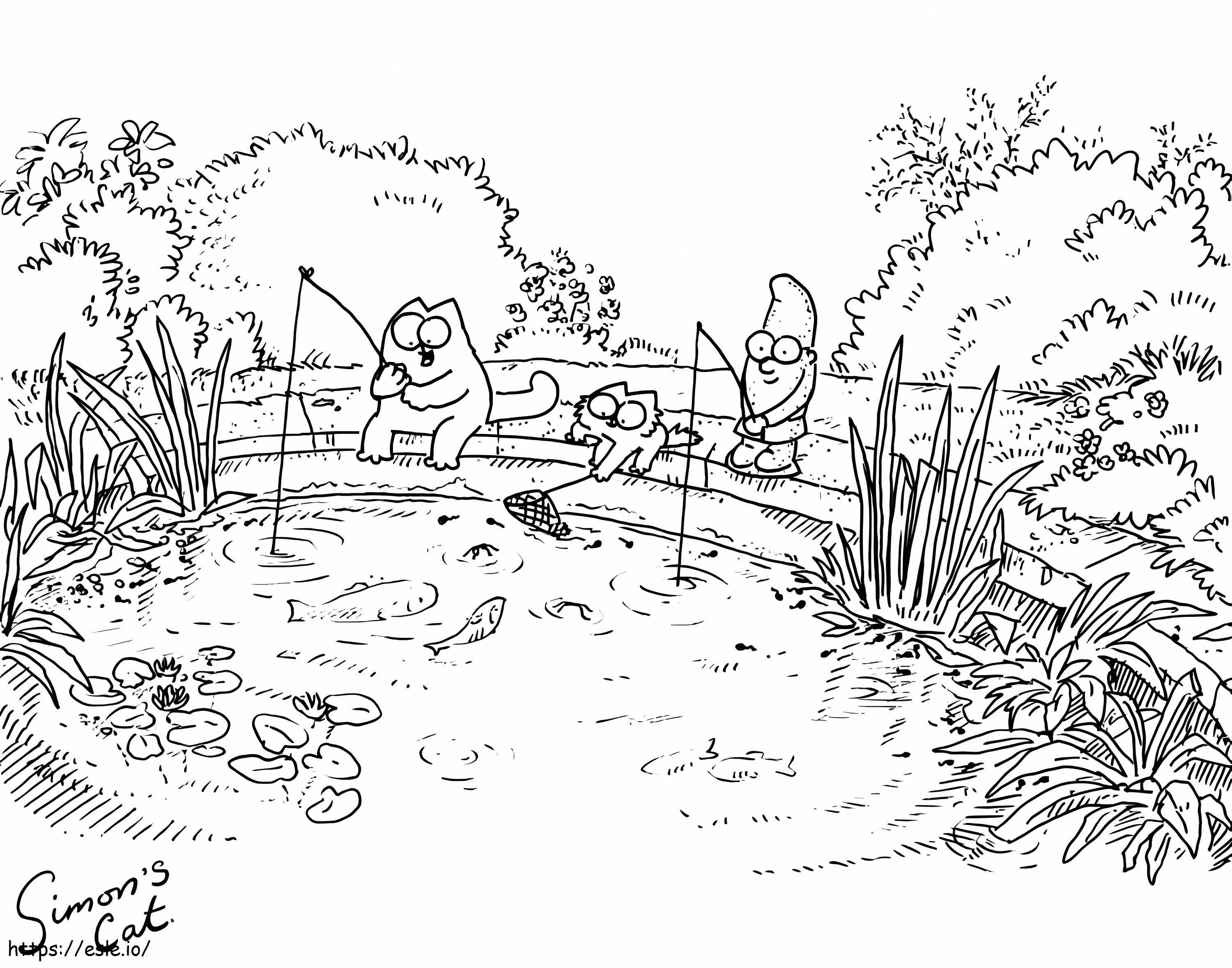 Simons Cat Go Fishing coloring page