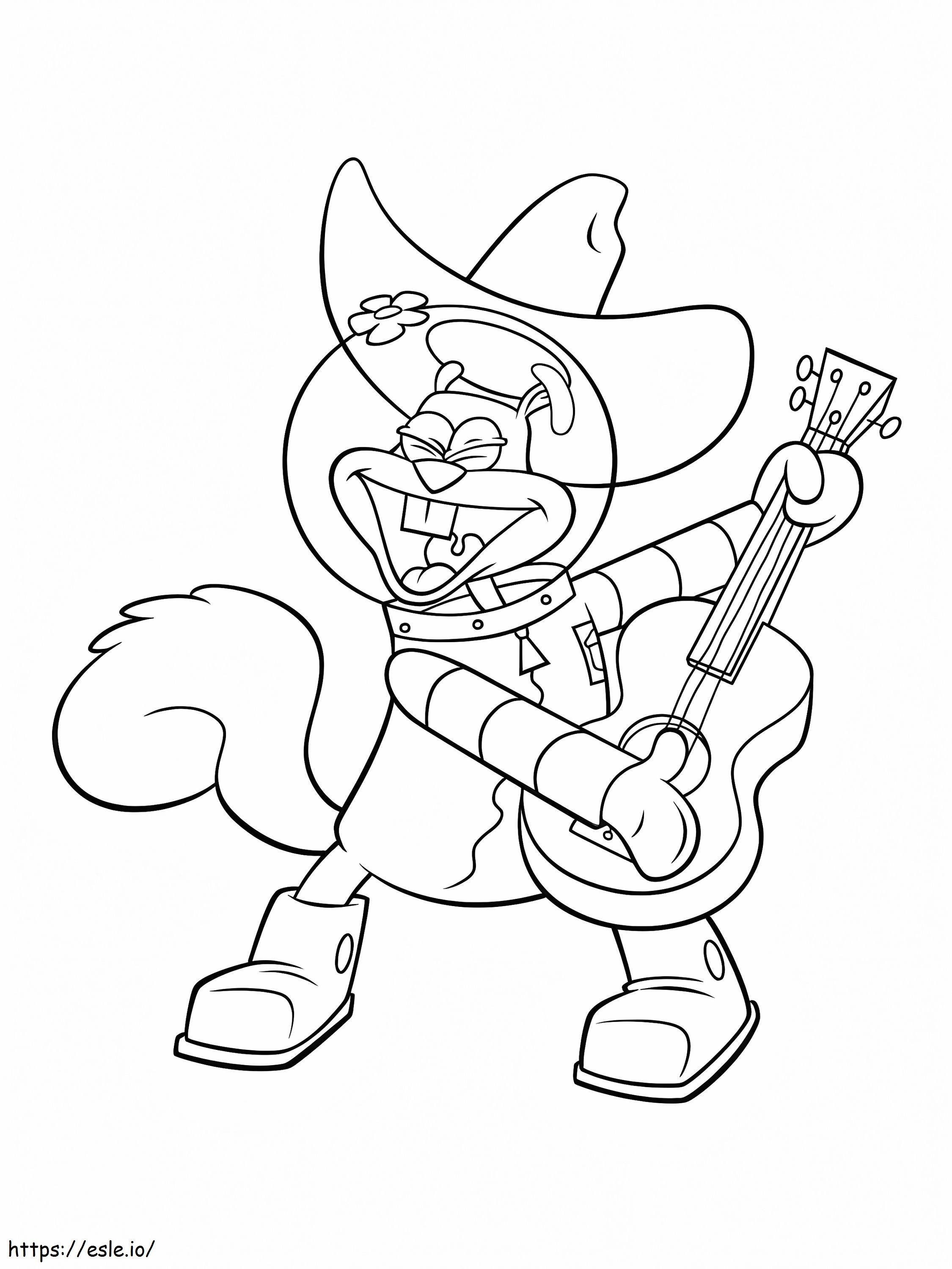 Sandy Cheeks Playing Guitar coloring page
