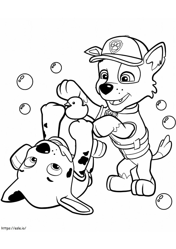 1565745289 Marshall And Rocky Playing Together A4 coloring page