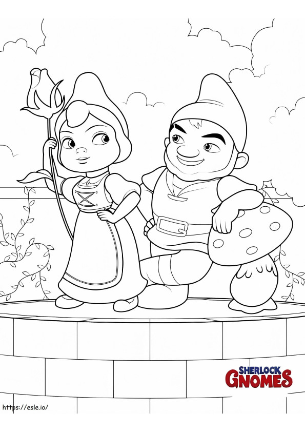 1532050383 Juliet And Gnomeo A4 coloring page