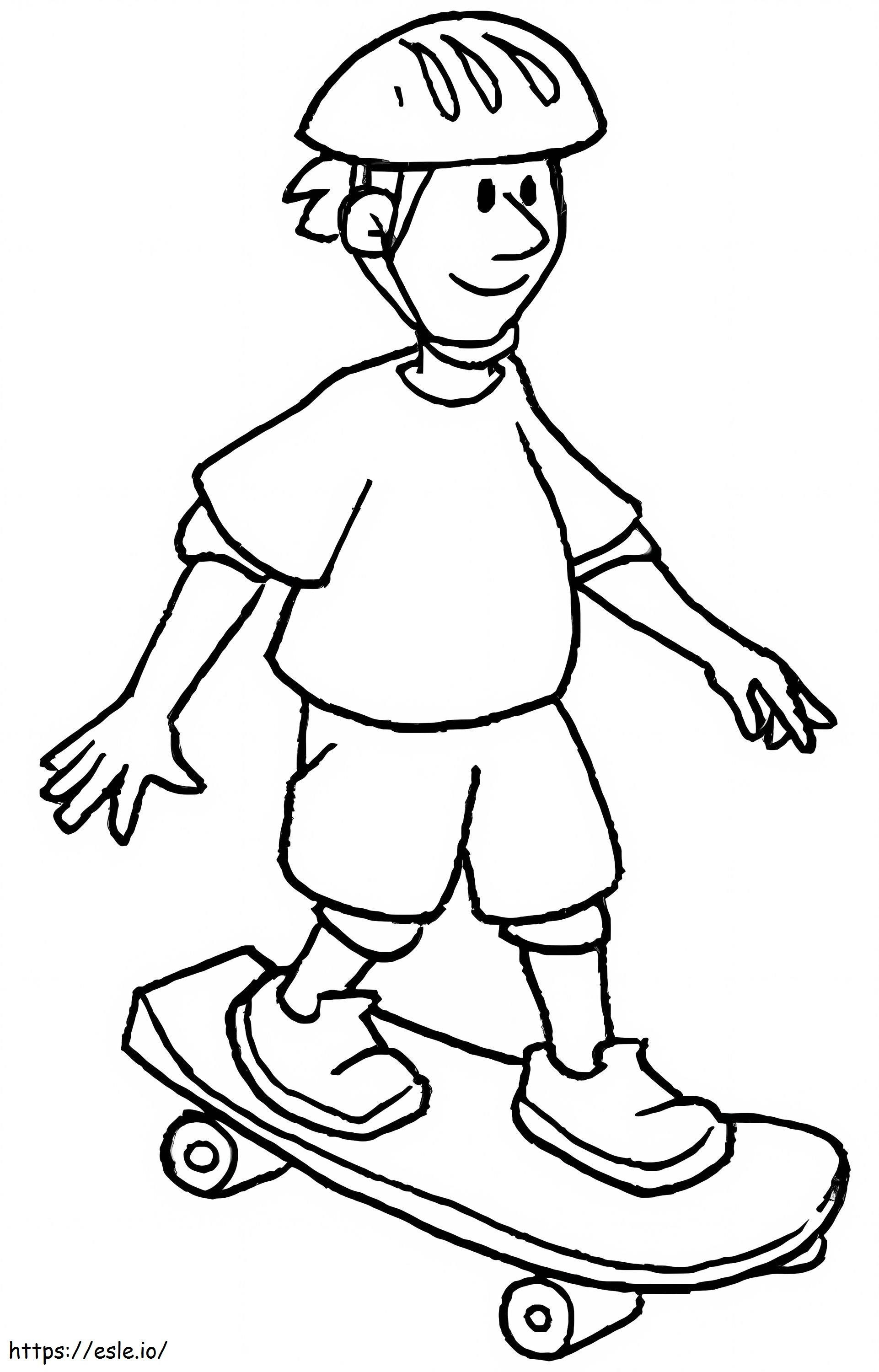 Seorang Anak Laki-Laki Di Atas Skateboard Gambar Mewarnai