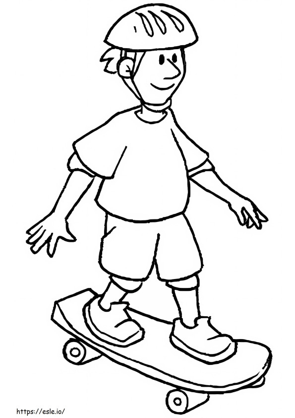スケートボードに乗る少年 ぬりえ - 塗り絵