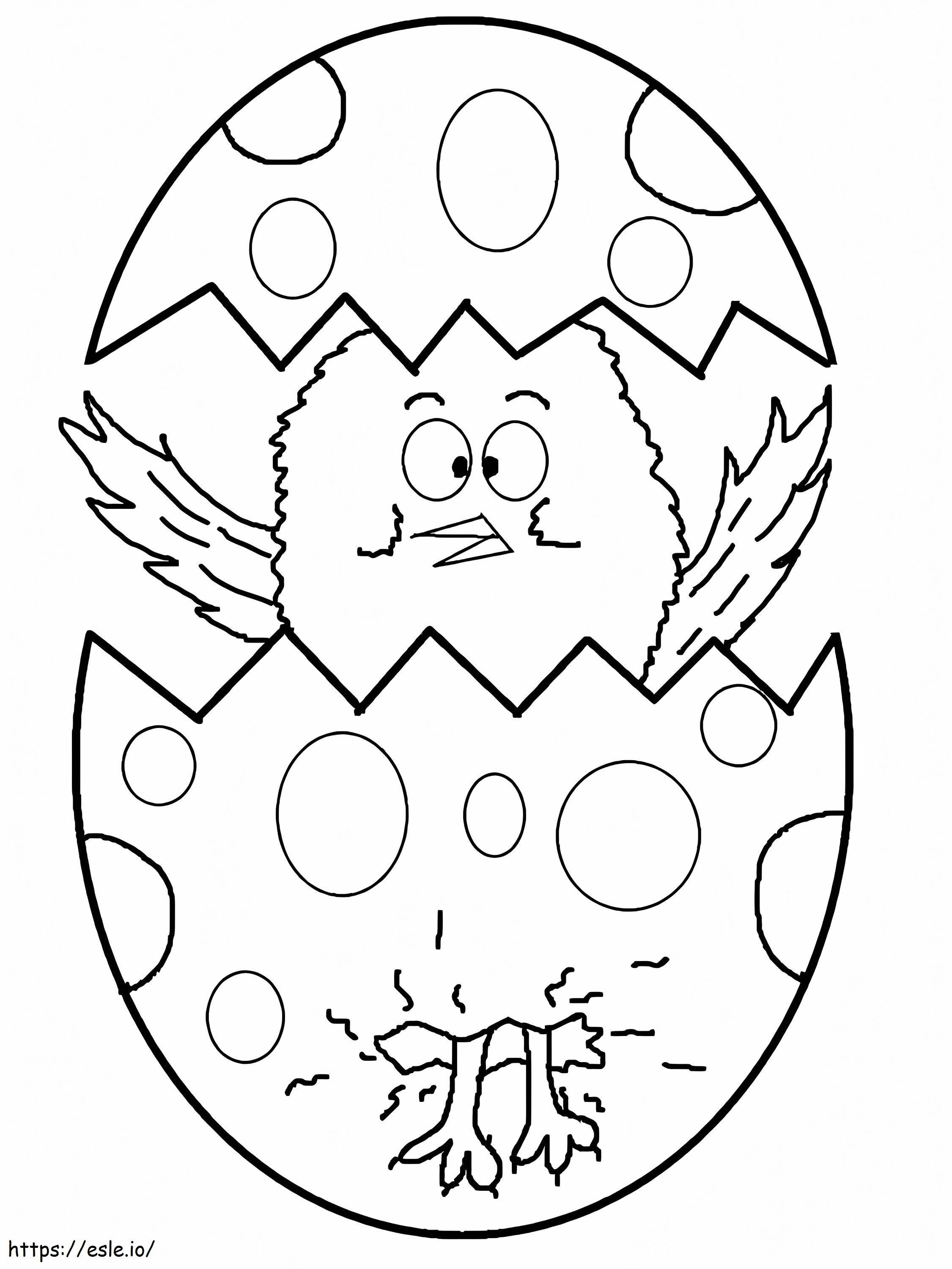 Coloriage Poussin de Pâques drôle à imprimer dessin