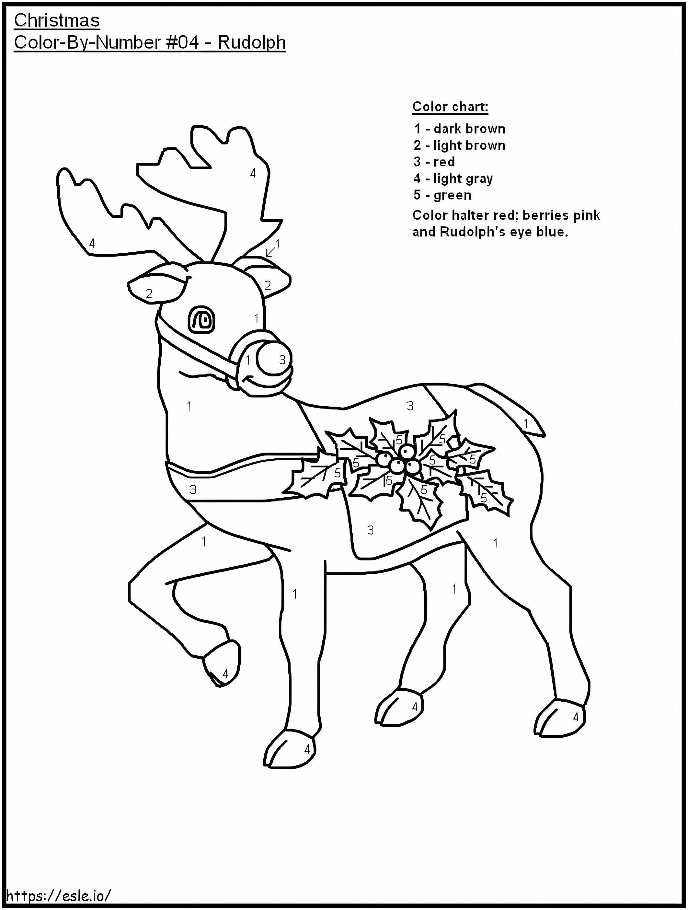 Coloriage Couleur de renne par numéro à imprimer dessin