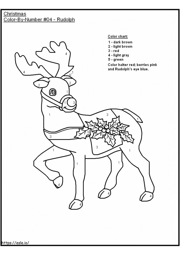Coloriage Couleur de renne par numéro à imprimer dessin