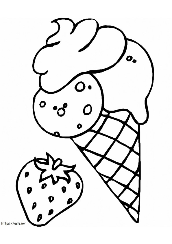 アイスクリームとストロベリー ぬりえ - 塗り絵